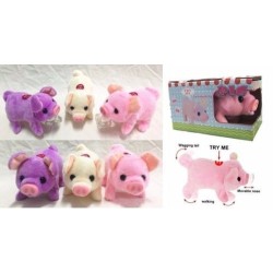 1pc of Walking, Moving, Oinking, Tail Wagging Plush Baby Mini Pig Piggy in Random Color