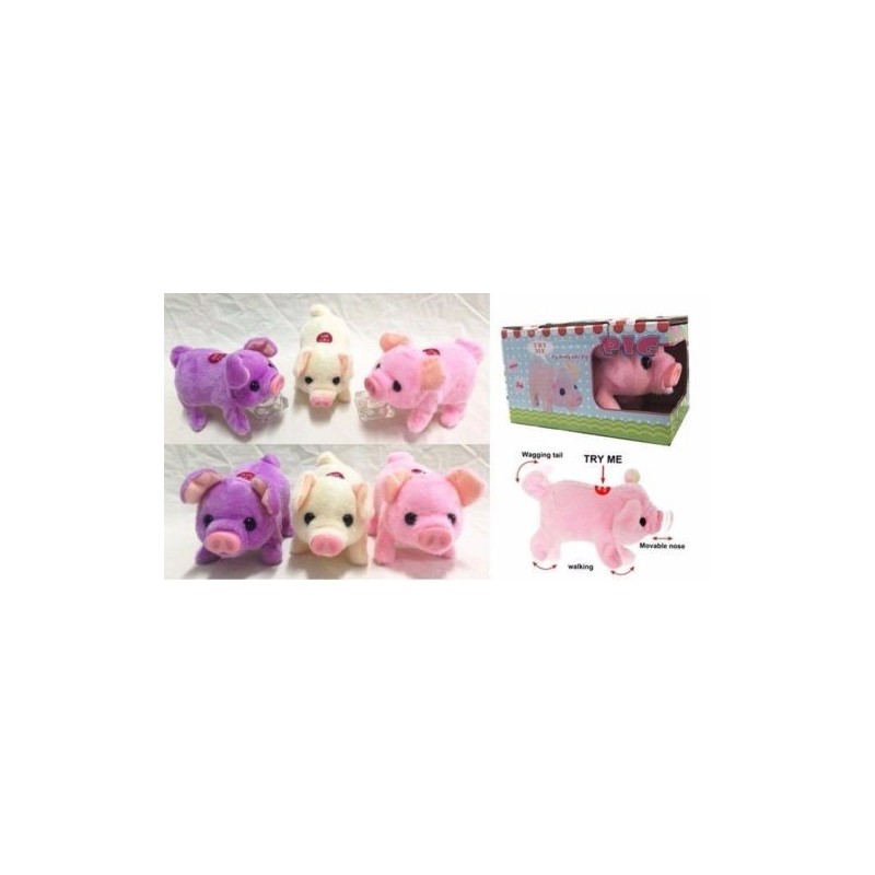 1pc of Walking, Moving, Oinking, Tail Wagging Plush Baby Mini Pig Piggy in Random Color