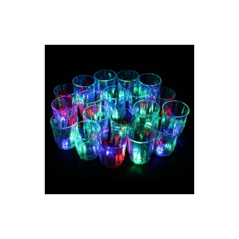 24/pk Non-toxic Plastic Colorful Flashing Light UP LED Cups Shots Glass for Bar Party