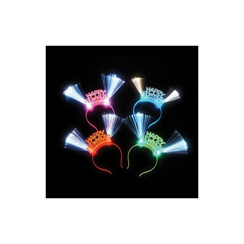 12/pk Flashing Fiberoptic Happy New Year Headband