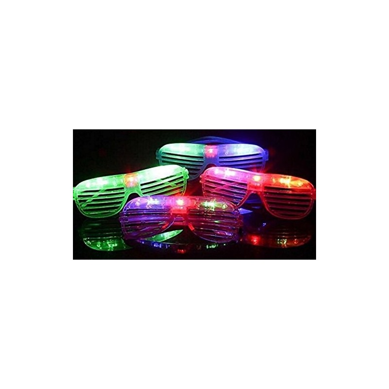 12 Piece High Quality Slotted & Shutter Shades Light Up Unisex Flashing Glasses For Adults & Children- With Push On/Off Button f