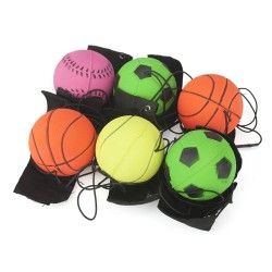 12 pcs Return Rubber Sport Ball on Nylon String with Wrist Band for Exercise or Play