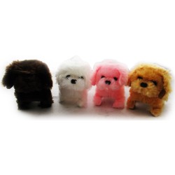 One Walking Dog Toy Plastic Wagging Tail Puppy Affenpinscher Maltese Bichon Frise With Sounds Furry Cute in Random Color