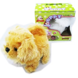 One Walking Dog Toy Plastic Wagging Tail Puppy Affenpinscher Maltese Bichon Frise With Sounds Furry Cute in Random Color