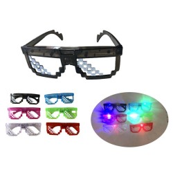 12ct Assorted Color Light Up Pixel Glasses LED Party Sunglasses