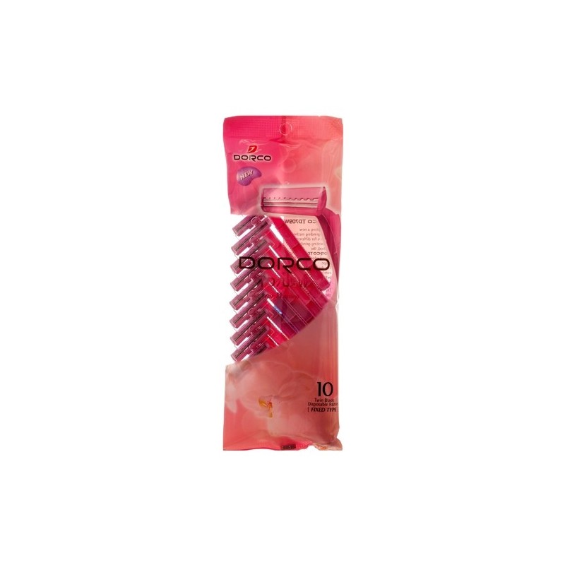 10ct/PK Dorco Women's Disposable Razors Twin Blade TD709W Pink