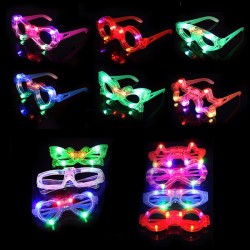 12/PK Assorted Shapes Flashing Plastic LED Light-Up Glasses Party Supplies