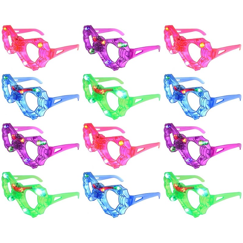 Set of 12  Flashing LED Multi Color 'Spider Web' Light Up Show Party Favor Toy Glasses (Colors May Vary)