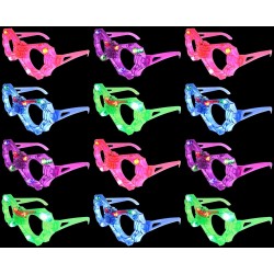 Set of 12  Flashing LED Multi Color 'Spider Web' Light Up Show Party Favor Toy Glasses (Colors May Vary)