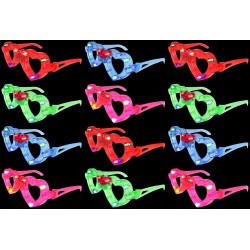 Set of 12  Flashing LED Multi Color "HEART SHAPE" Light Up Show Party Favor Toy Glasses (Colors May Vary)