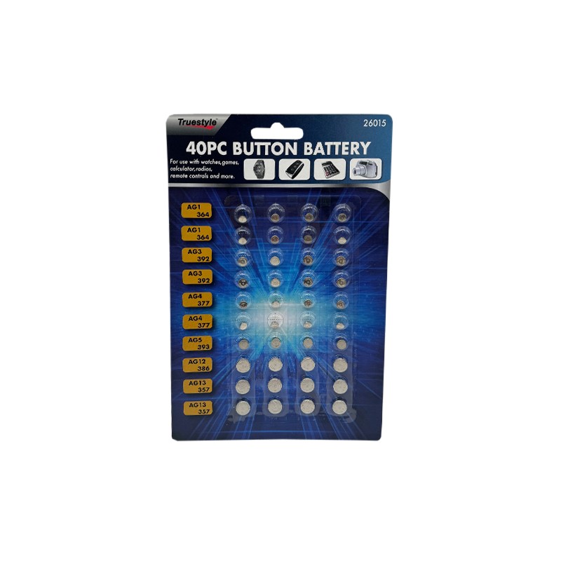 Alkaline Button Cell Batteries 40 Piece Set