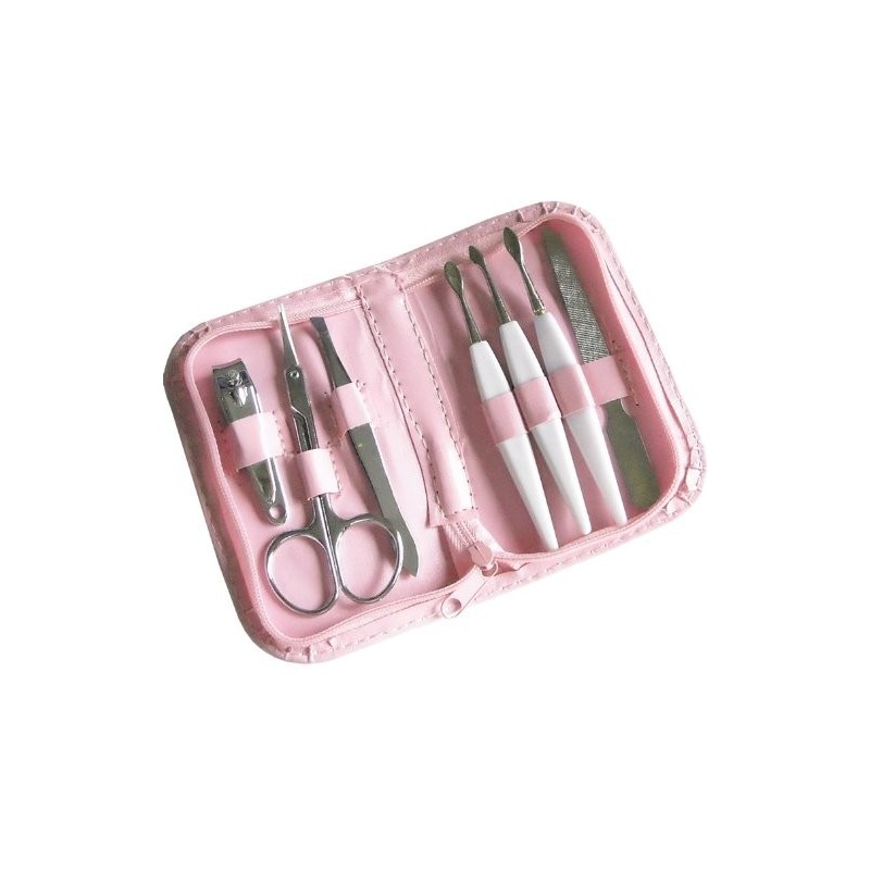 Portable 7 Pcs Nails Manicure set in Pink Pouch Wallet