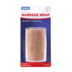 NUVALU Self-adhesive Bandage Wrap Cohesive 3 in X 3 Yards BEIGE color