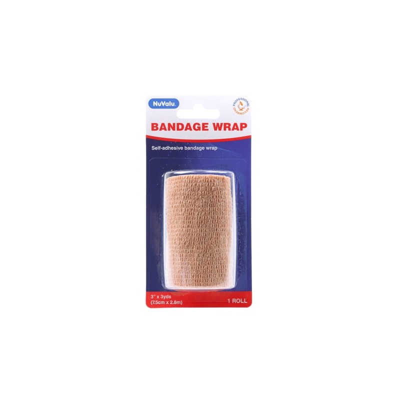 NUVALU Self-adhesive Bandage Wrap Cohesive 3 in X 3 Yards BEIGE color