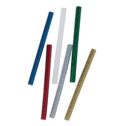 6/PK Dia 3/8 in x L7.5 in Glitter Glue Sticks for Mini GlueGun 5 Assorted Color