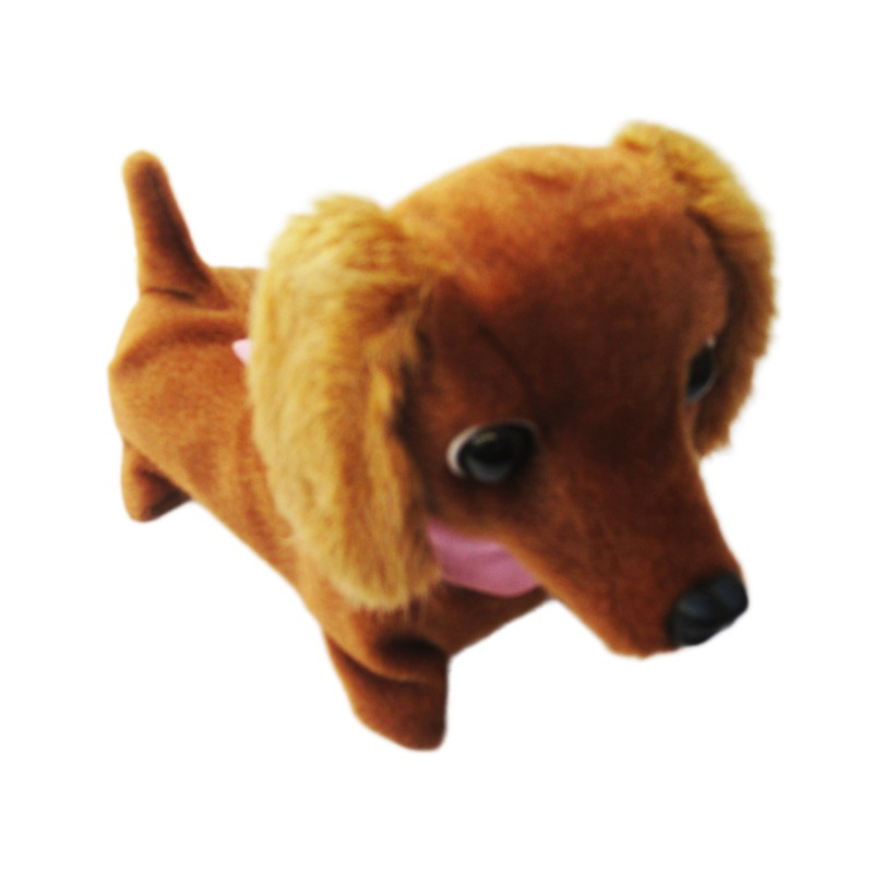 Batteries Operated Walking, Sounding, Tail Wiggling Toy Sausages Dog Puppy Figure for Children in Random Color