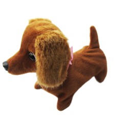 Batteries Operated Walking, Sounding, Tail Wiggling Toy Sausages Dog Puppy Figure for Children in Random Color