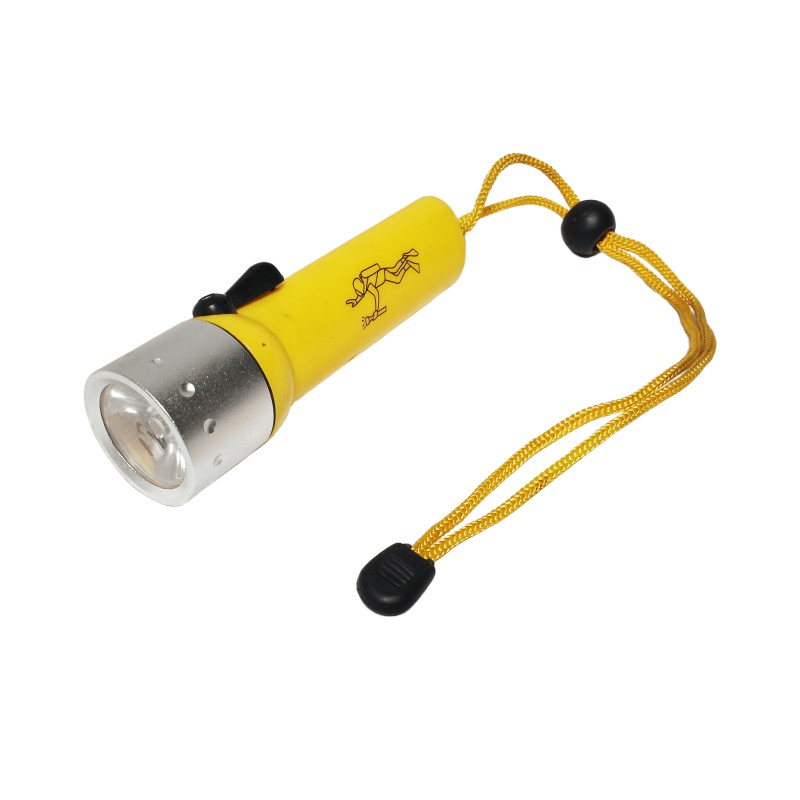 Diving Flashlight with LED Bulb Waterproof Wrist Strap Lanyard 4 Inches (Yellow)