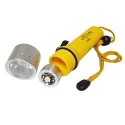 Diving Flashlight with LED Bulb Waterproof Wrist Strap Lanyard 4 Inches (Yellow)