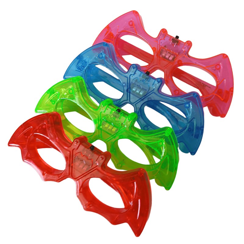 12/pk Bat shape LED Light Up Sunglasses Unisex Flashing Glasses assorted color