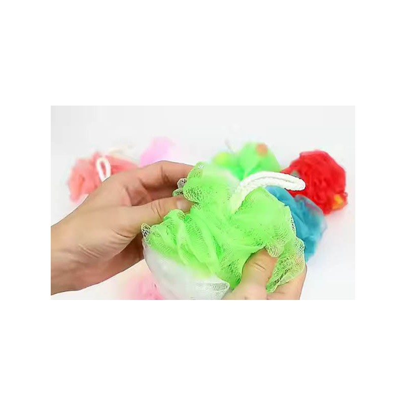 4/pk Bubbles Rich Brush Wash BATH SPONGE BALL 120G With Assorted Color