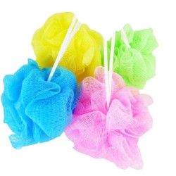 4/pk Bubbles Rich Brush Wash BATH SPONGE BALL 120G With Assorted Color